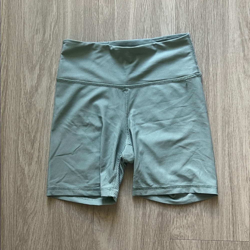 Old Navy Ribbed High-Waist Sage Green Biker Shorts